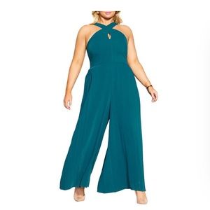 NWT Size 16 City Chic Teal Crossback Jumpsuit